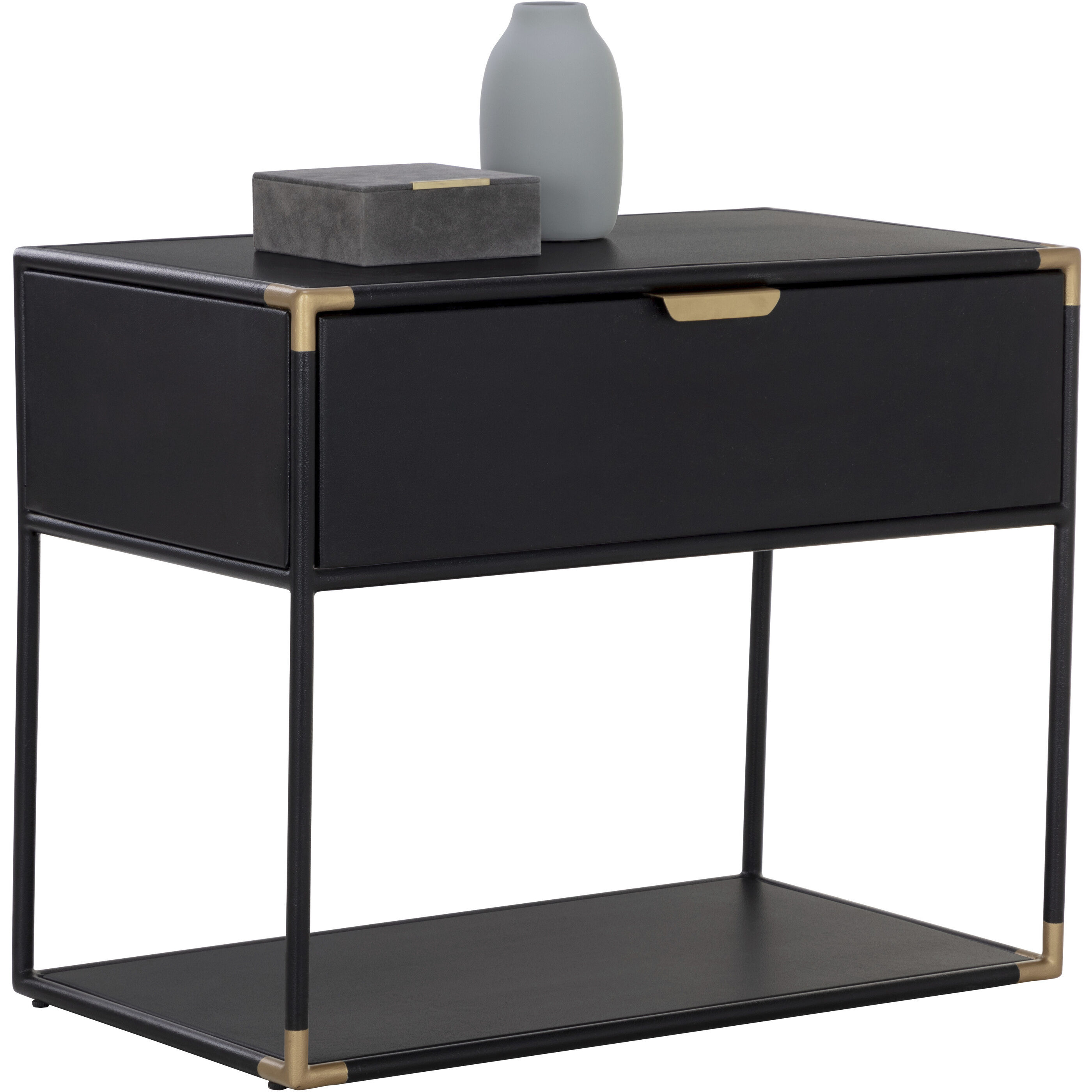 Doone 32 X 26.25 inch Matte Black / Black / Brass Night Stand